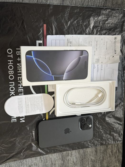 КАТО НОВ 512GB iPhone 16 Pro Max Vivacom Гаранция 2026 Black / Черен