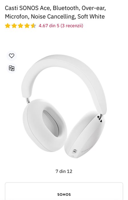 Casti SONOS Ace, Over-ear, Microfon, sigilate, Transport inclus