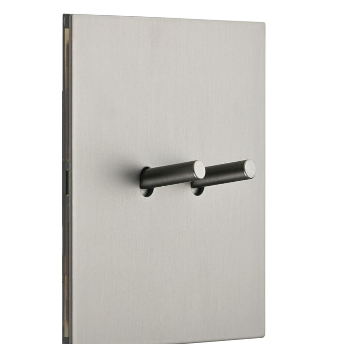 Intrerupator metalic GreyLux, 2Gang 2Way, 10A, Gri Mat, doza cadou