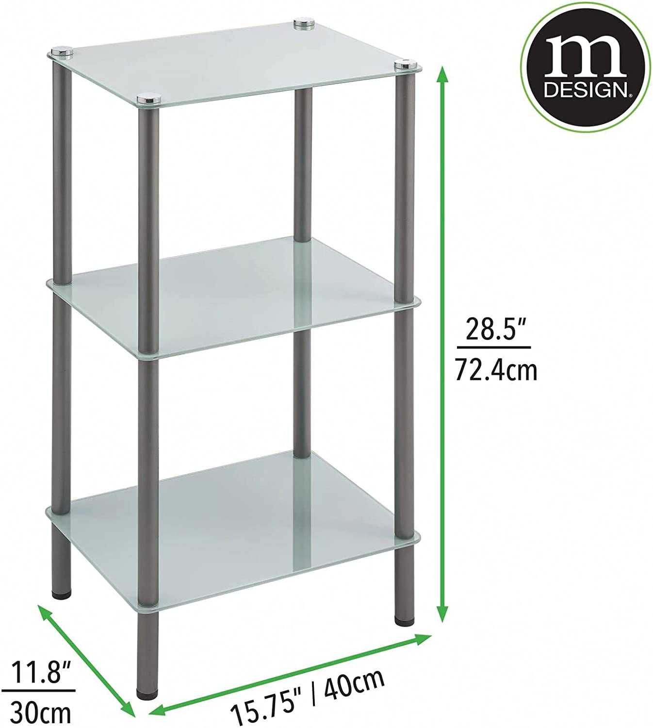 Етажерка mDesign, 3 рафта, стъкло/метал