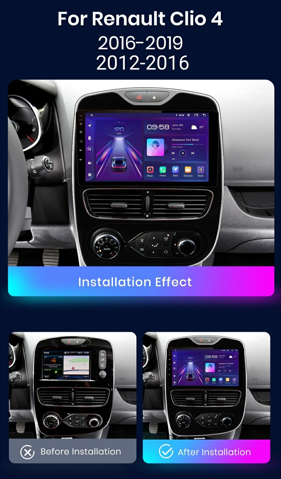 Navigatie Android dedicata Renault Clio 4  (2012-2019).