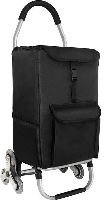 Carucior cumparaturi Ribelli, pliabil, cu roti 3+3, negru