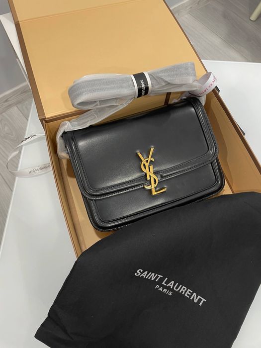 Чанта кожена YSL бяла и черна