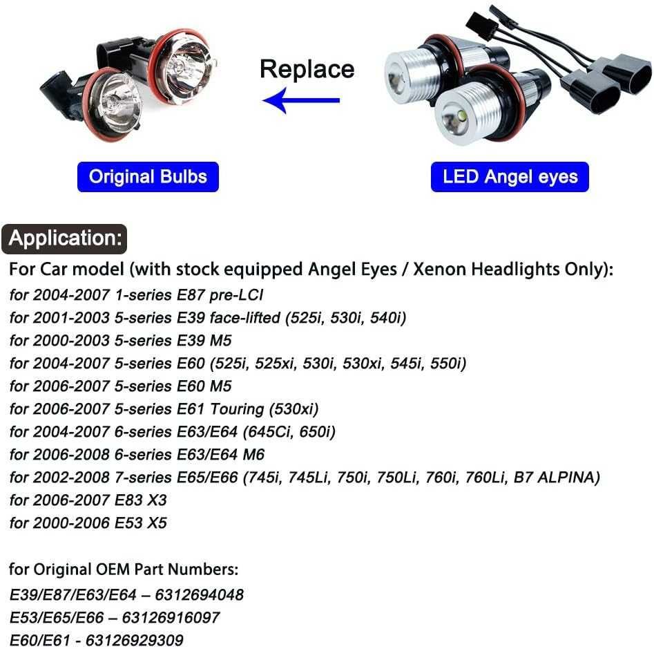 LED крушки Angel Eyes жълти за BMW – с канбуси , бмв ангелски очи