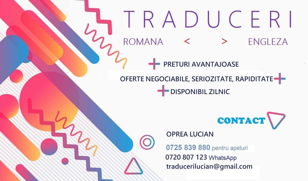 Traduceri Engleza Romana - Disponibil in toata tara