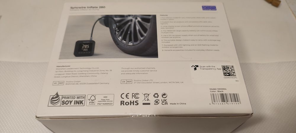 Compresor portabil Syncwire Inflate 280 10.35 Bar  multifunctional