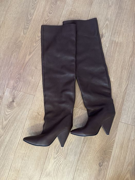 Cizme piele 39, maro, foarte inalte