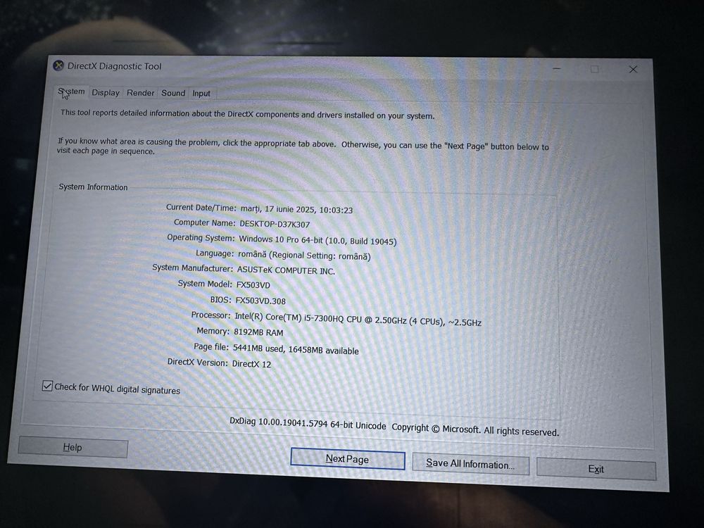Laptop ASUS i5 gen 7 - 1TB hdd - 256 SSD - 8gb RAM