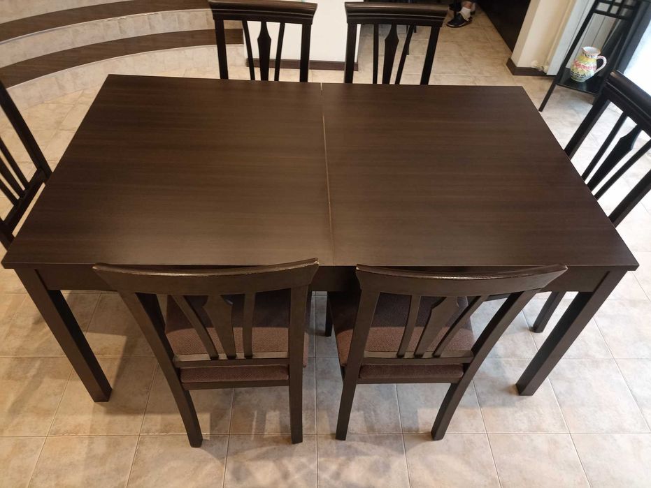 Разтегателна маса за трапезария + 6 стола