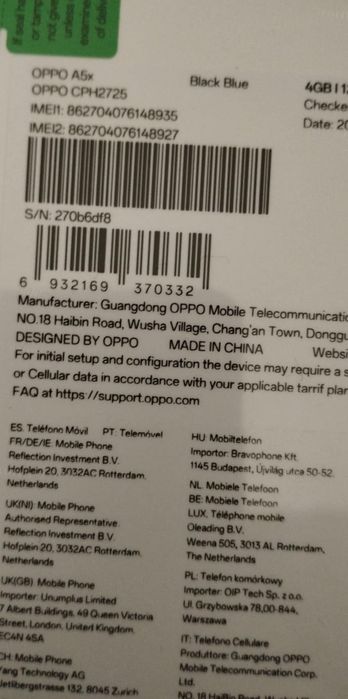 Телефон Oppo A5x + безжични слушалки