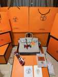 Geanta dama hermes birkin 35cm pearl grey cu accesorii aurii cadou c:9