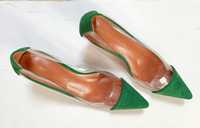 Pantofi noi, nr. 35, verzi, cu decupaj din silicon, "Benaza"