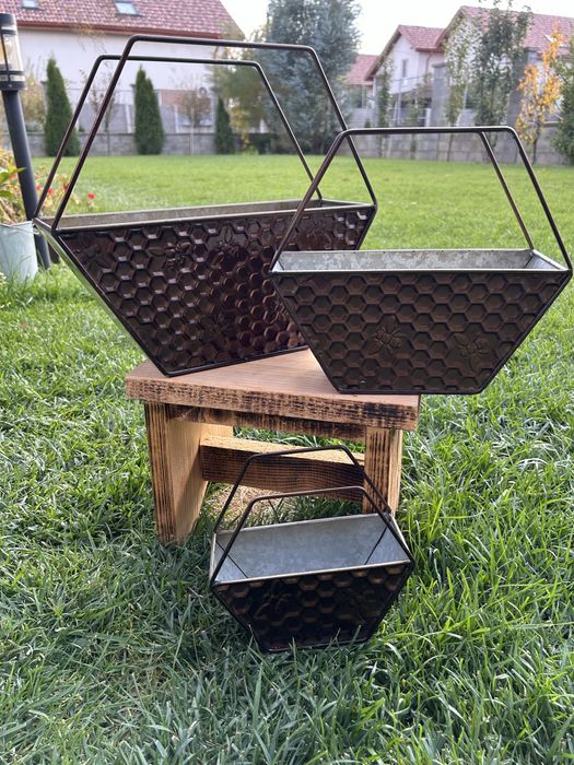 Set 3 jardiniere metalice