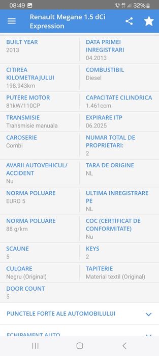 Renault megan 3  1.5 dci Km REALI se trec pe factura Carte service Ren