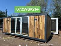 Container modular cu lambriu de lemn pe exterior calitate premium