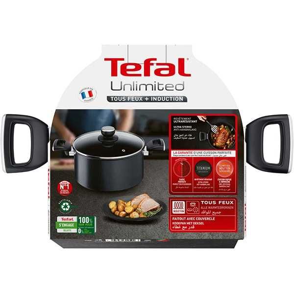 Oala cu capac TEFAL Unlimited 5.2 litri  24 cm aluminiu Noua Sigilata