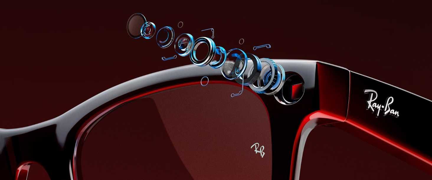 Очки Ray-Ban Meta Wayfarer, Shiny Black / Clear, Standard