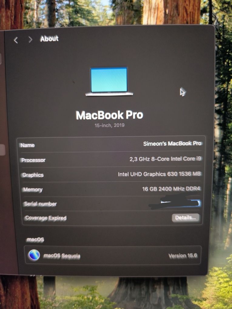 MacBook Pro 2019 15" i9 16 Ram 512 SSD