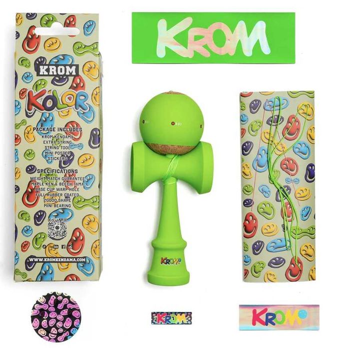 Kendama Krom Kolor Original - Verde si Galben - Nou si Ambalat