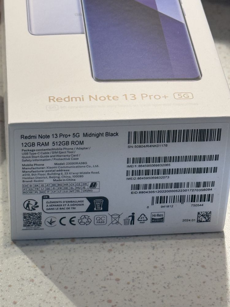 Xiaomi Redmi Note 13 Pro+ Plus 5G Midnight Black 512GB - Като НОВ!