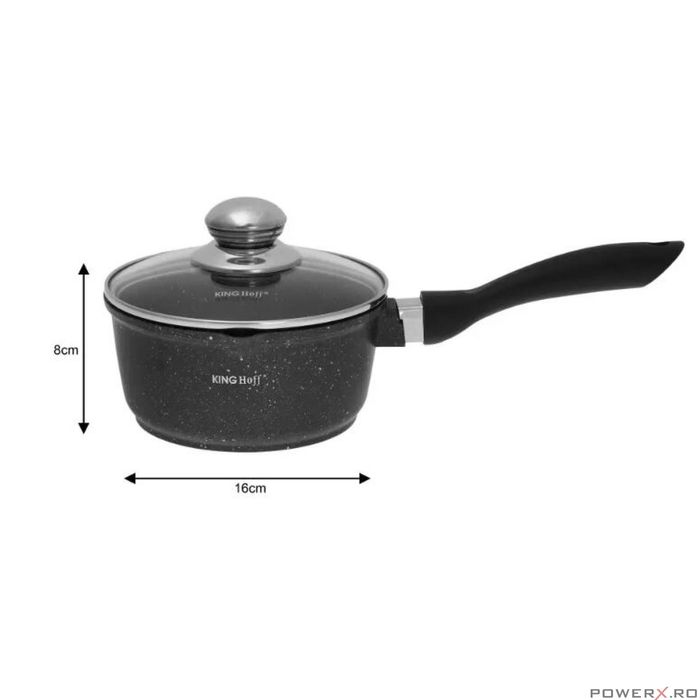 Cratita din aluminiu turnat, cu strat marmorat, cu capac din sticla,