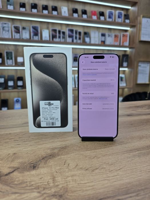 iPhone 15 Pro Max Natural Titanium 256Gb - Garantie 12 luni