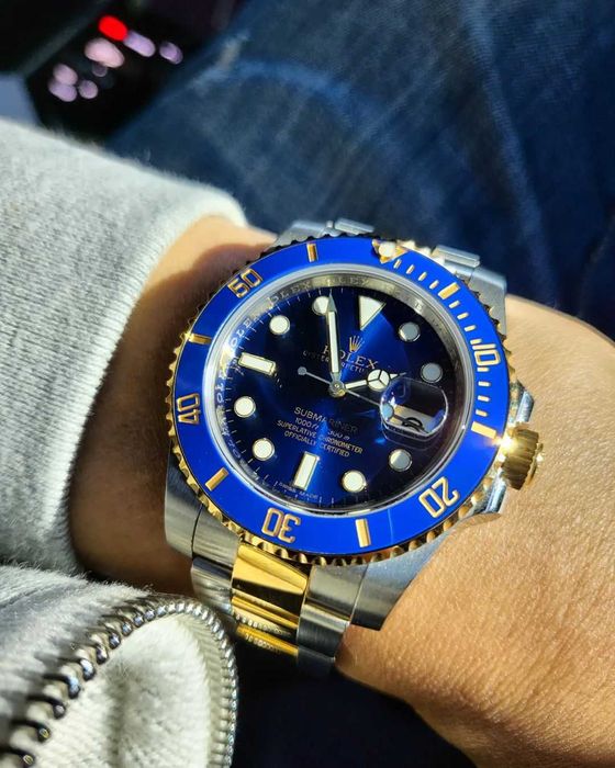 rolex submariner двуцветен син циферблат