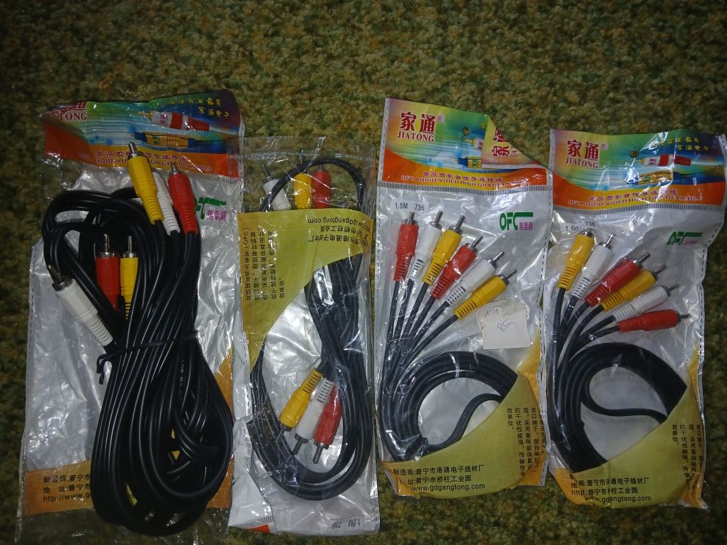 Аудио видео кабель 3RCA , 1.5м, 3м.