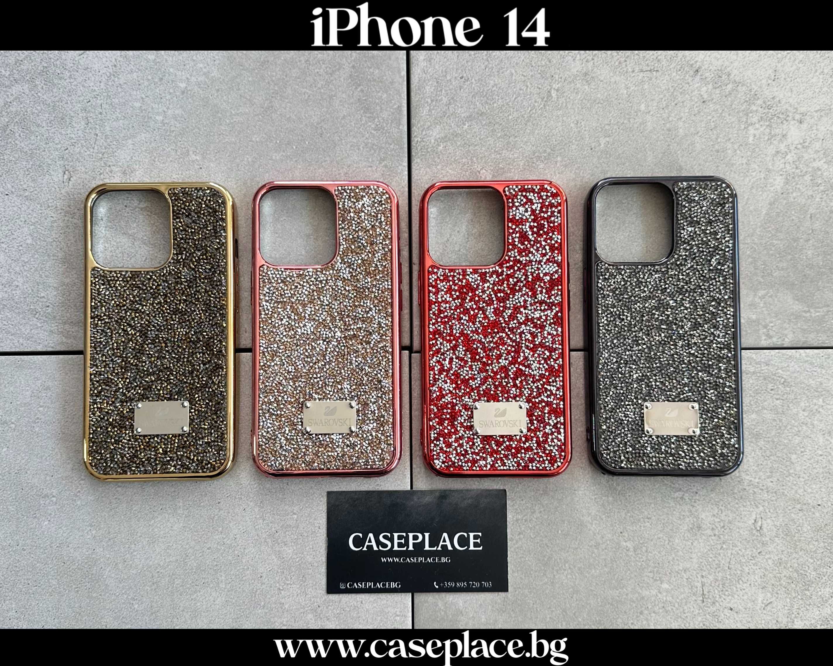 Swarovski Силиконов Кейс iPhone 14 Pro Max 13 Pro Max 12 11 SE XS XR 8