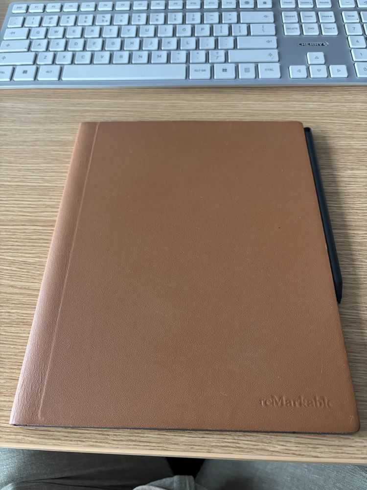 reMarkable 2 + Marker Plus + Brown Premium Leather Book Folio