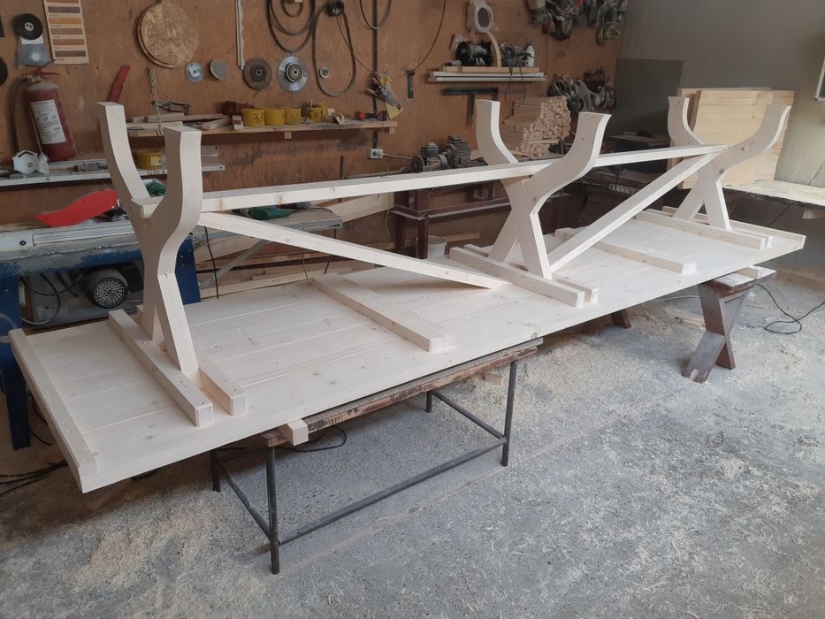 Masa cu 12 / 14 scaune "Tip XL" . Mobilier rustic . Mese si scaune