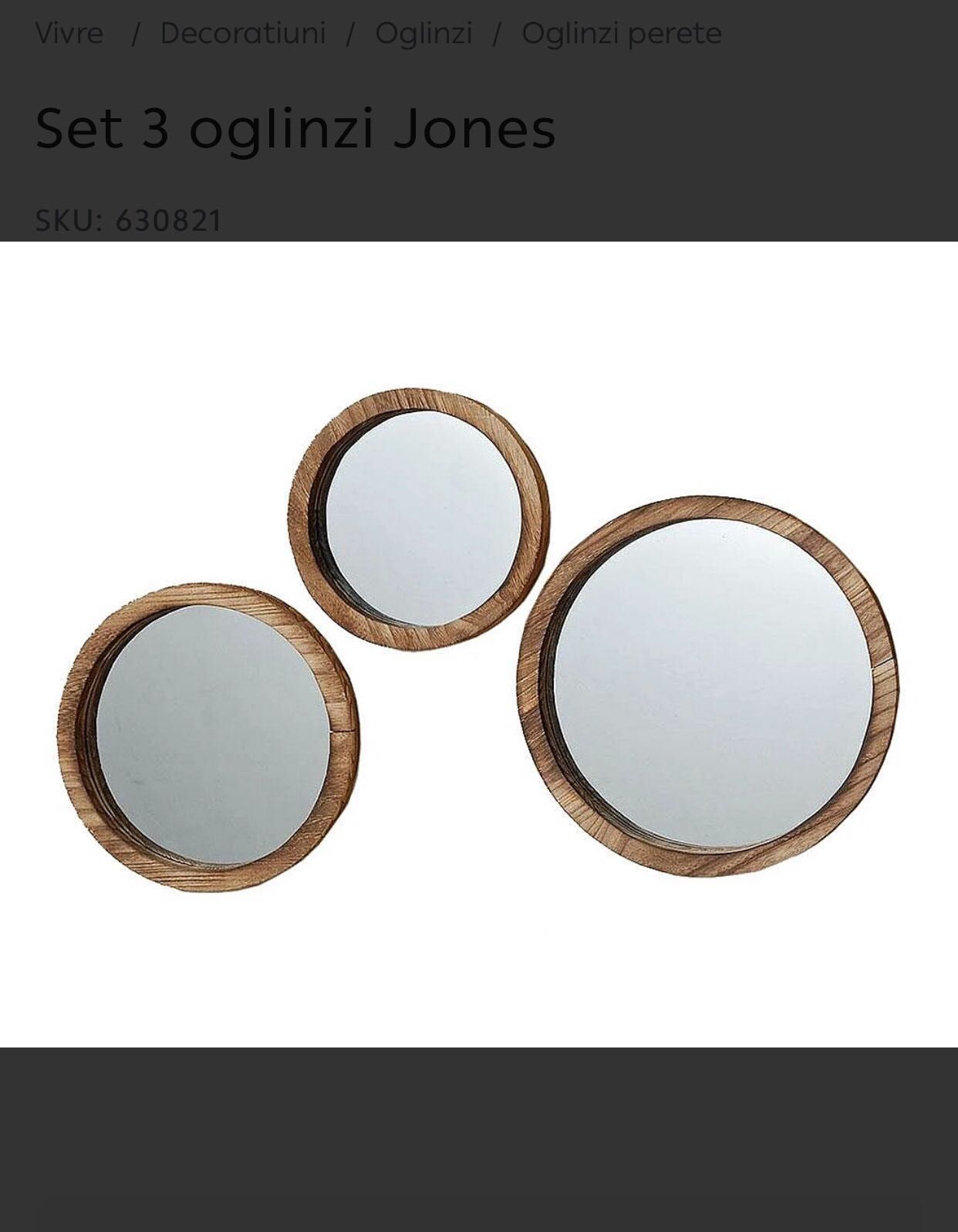 Set 3 oglinzi din lemn