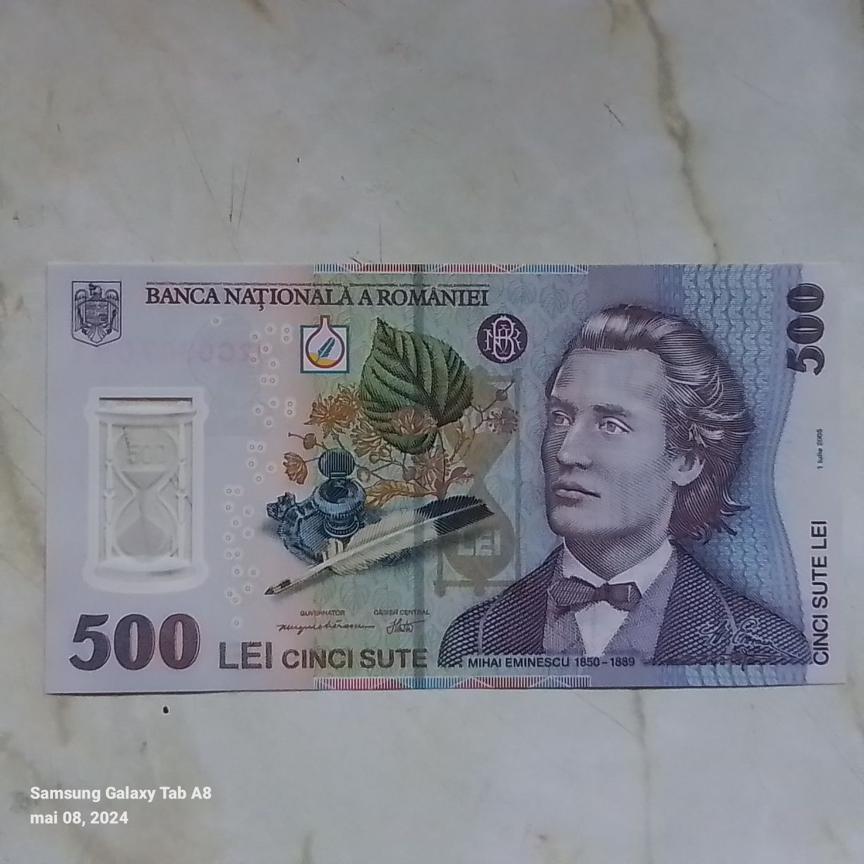Bancnota 500 lei an 2005 - Mihai Eminescu.