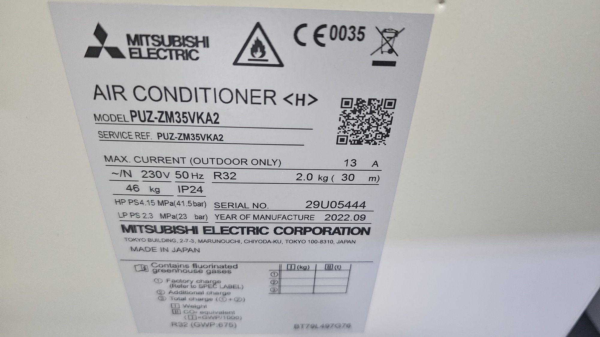 Mitsubishi Electric Mr.slim 12ка A+++  LN35 PUZ-ZM35 PUHZ-ZRP35
