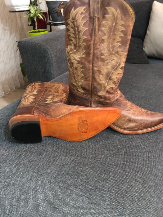 Чифт мъжки каубойски ботуши от естествена кожа ръчно изработени