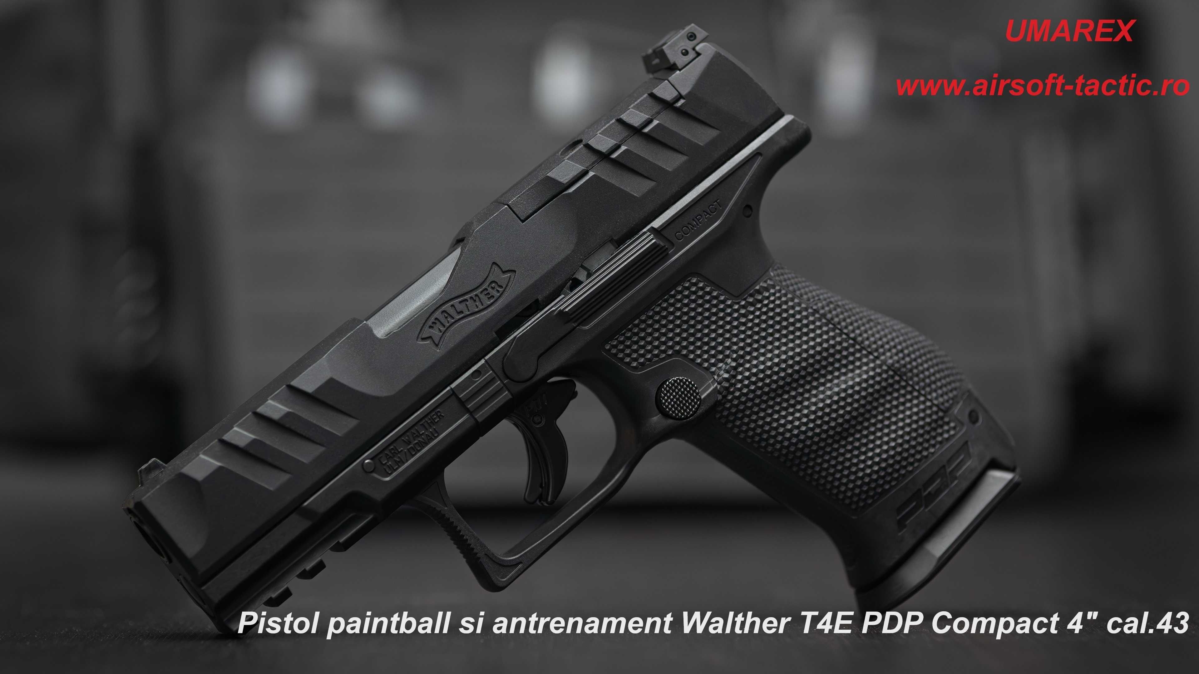 Pistol paintball si antrenament Walther T4E PDP Compact 4" cal.43