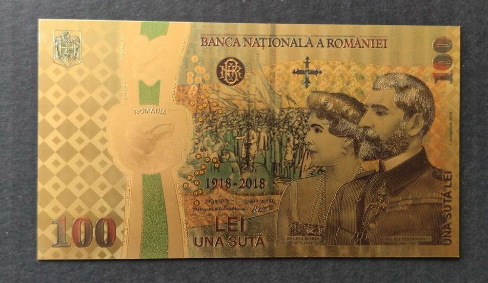 Bancnota de 100 de lei cu regele Ferdinand și regina Maria