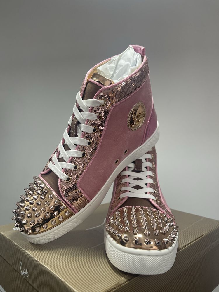 Christian Louboutin Pink Suede Spikes