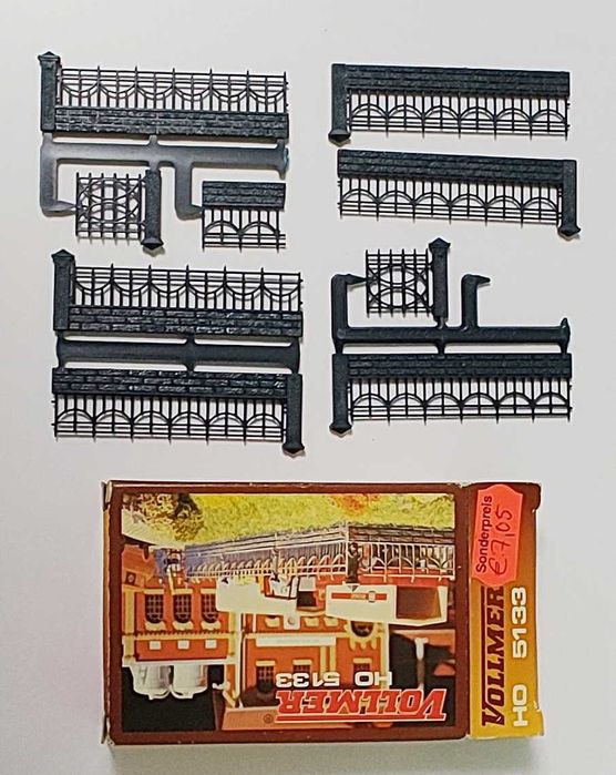 Lot macheta garduri, terasament, balustrazi, banci diorama H0 1:87 CFR