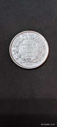 Moneda argint 50 Centavos (1/2 Boliviano), BOLIVIA, 1898