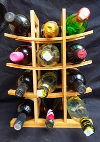 RAFT ORNAMENTAL pentru 12 sticle Vin din lemn BAMBUS NOU - 50 Lei