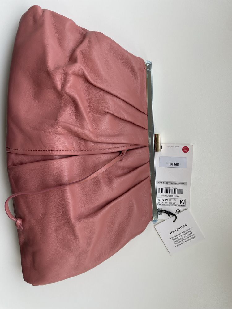 Zara нова чанта от естествена кожа