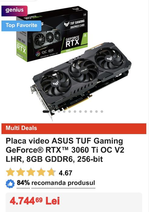 Rtx 3060ti asus tuf garantie emag