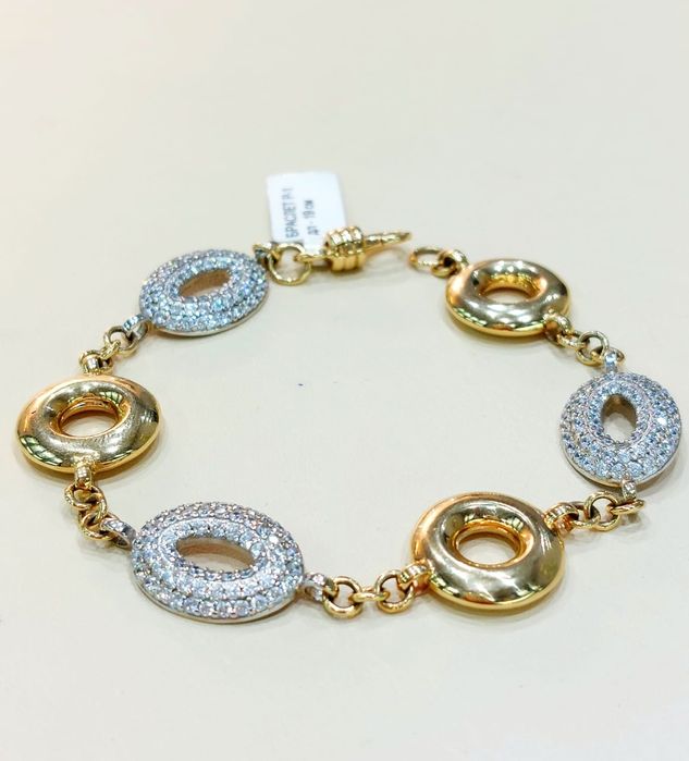 Красивый  браслет, белое и желтое золото