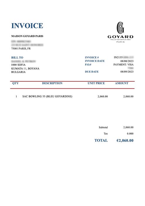 GOYARD Bowling Bag 55 Bleu Goyardine