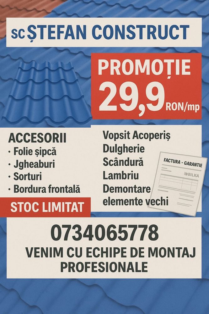 Montaj acoperis bilka reparatii urgente dulgherie jgheaburi