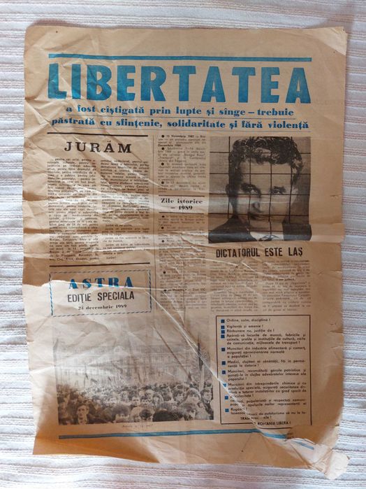 Ziarul Libertatea 23 decembrie 1989/Gazeta Transilvania 24 decembrie