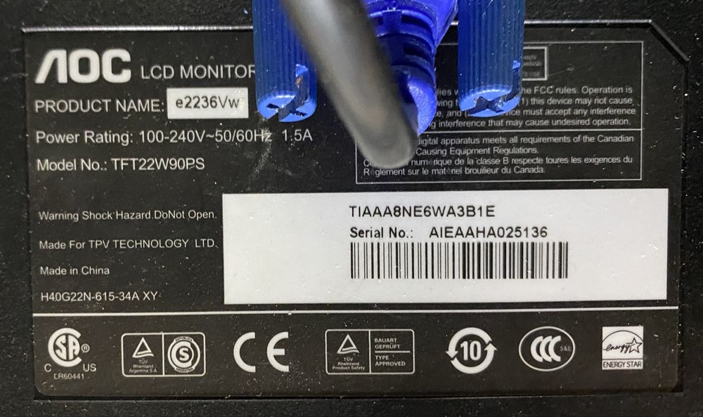 Два монитора AOC + Кронштейн