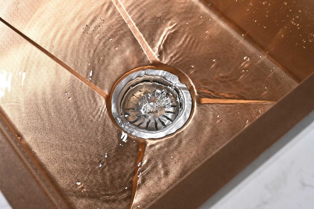 Розово злато - Мултифункционална кухненска мивка с двоен водопад