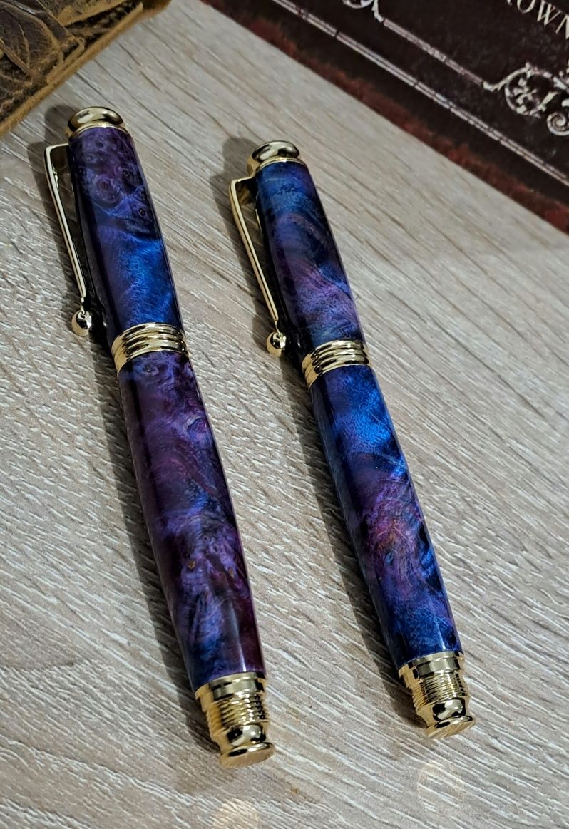 Set Unicat Pix și Stilou Handmade din Lemn de Arțar Stabilizat